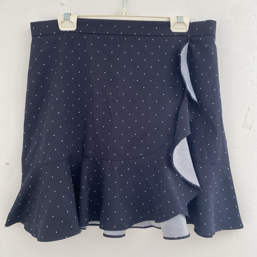 Banana Republic Mini Skirt 12 Casual Navy Polka Dot Ruffle A-Line Trumpet